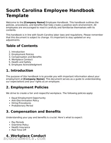 Legal South Carolina Employee Handbook Form