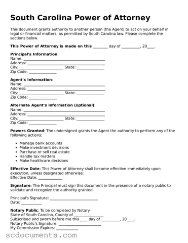 Legal South Carolina Power of Attorney Form