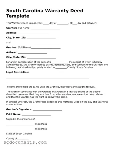 Legal South Carolina Deed Form