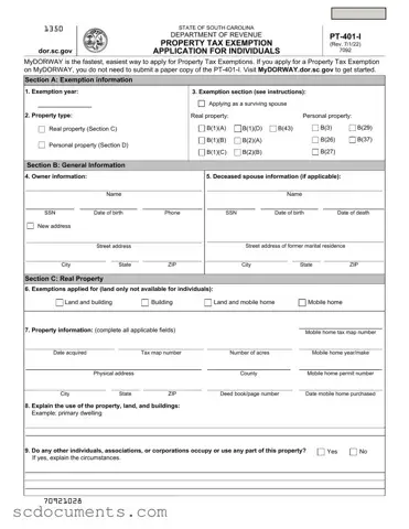 Blank South Carolina Pt 401 Template