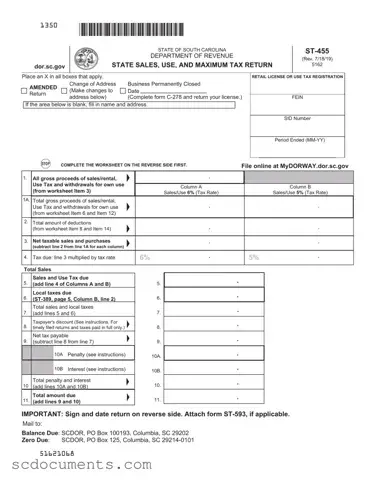 Blank State Of South Carolina St455 Template