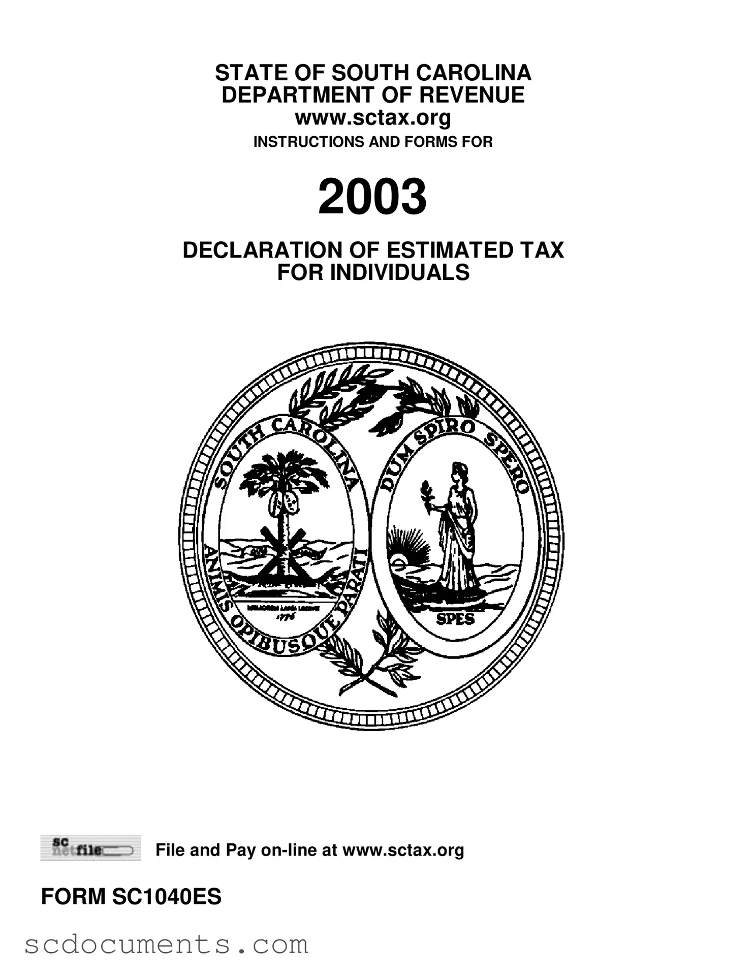 Blank South Carolina 1040Es Template